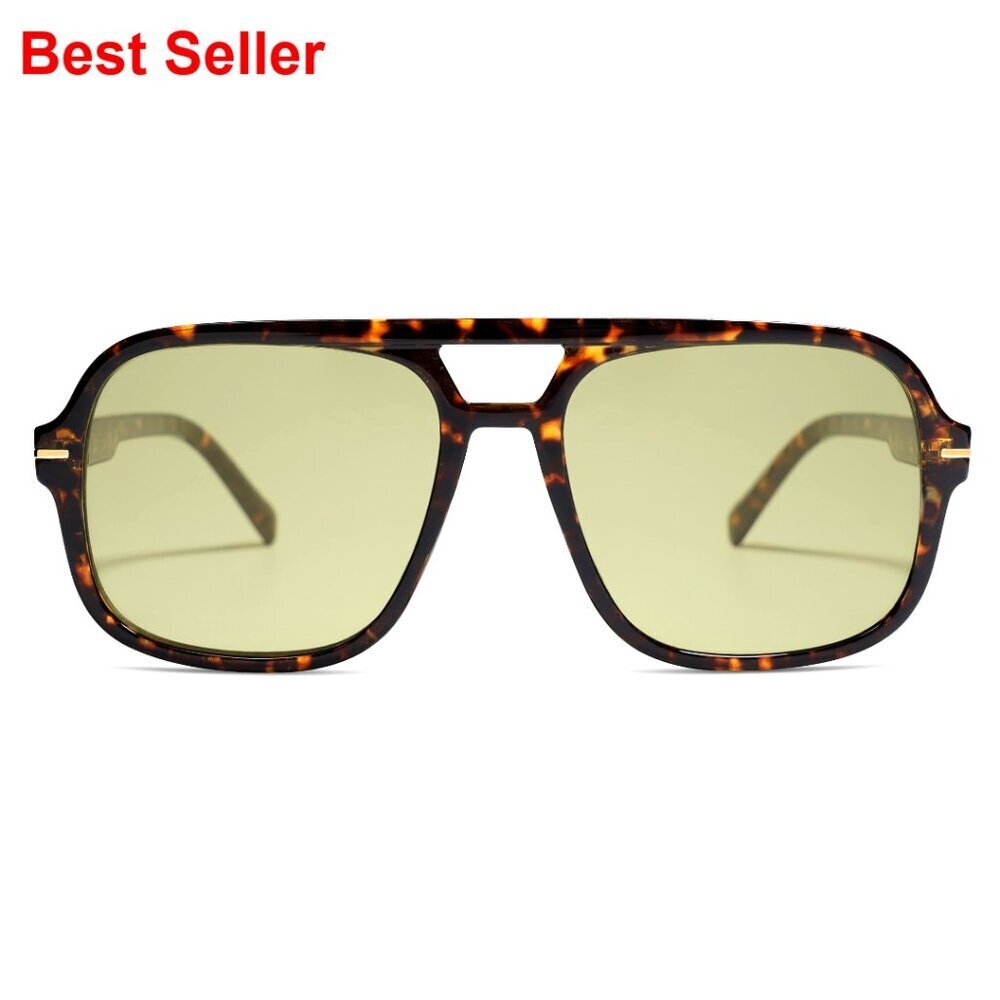 Oversized Square Aviator Sunglasses with 99% UV Protection, Retro Style